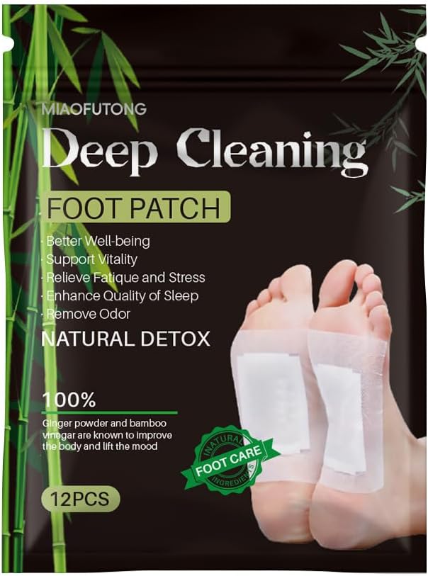 Natural Cleansing Foot Pads: 10 Pack Wormwood Ginger Powder and Bamboo – Disposable Deep Cleansing Foot Pads with Adhesive Sheets – Overnight Feet Patches – Women Feet Care/Relaxation