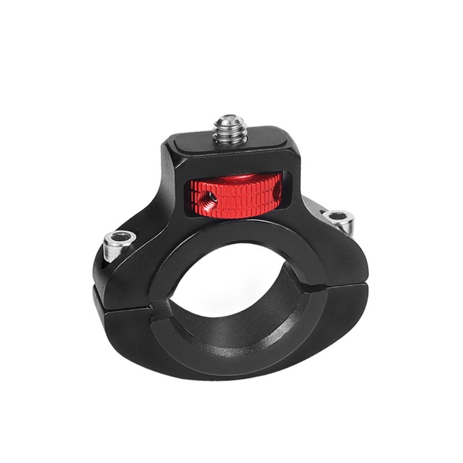 DIVJINGHAO Aluminum Alloy Bicycle Clip with 1/4 Screw, 22-32mm Pipe Diameter, Sports Photography Cycling Bike Clamp (Black +red)