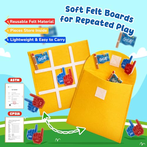 Image of JoyCat 30 Pack Soccer Tic Tac Toe Party Favors, Felt Travel Games