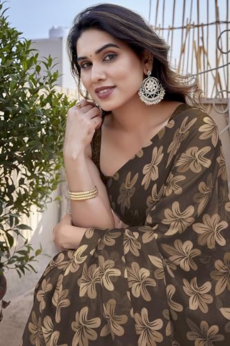 Image of MIRCHI FASHION Saree for Woman Chiffon Floral Printed | Lightweight Daily Wear Comfortable Women's Sari with Unstitched Blouse Piece (Available in 15 Designs)