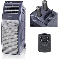 Honeywell Outdoor Portable Evaporative Swamp Cooler & Fan for BBQ Area, Patio, Garage, Backyard with GFCI Cord, Powerful 36 Ft. Airflow with Drink Holders, Gray