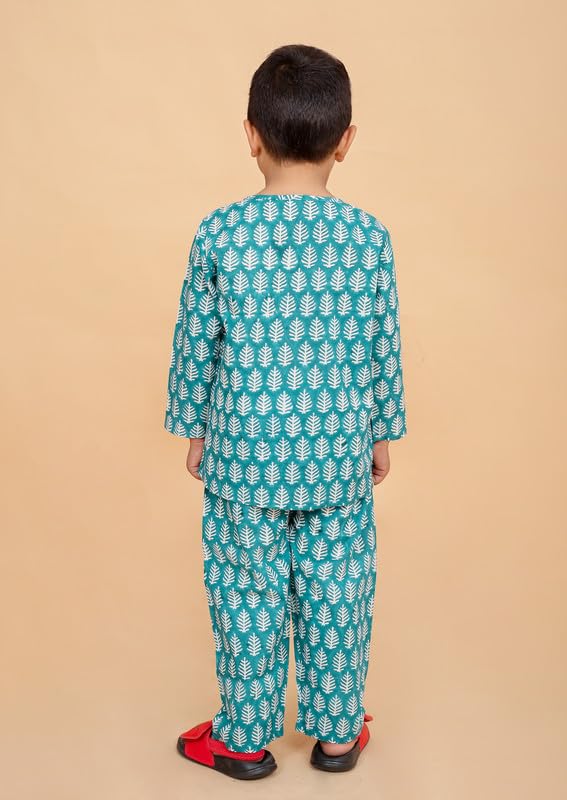 Image of Boys Cotton Night Suit | Jaipur Handblock Print Pajama Set for Kids | Boys Sleepwear | Kids Pajama Set | Baby & Toddler Sleep Suit | Combo Pack of 2