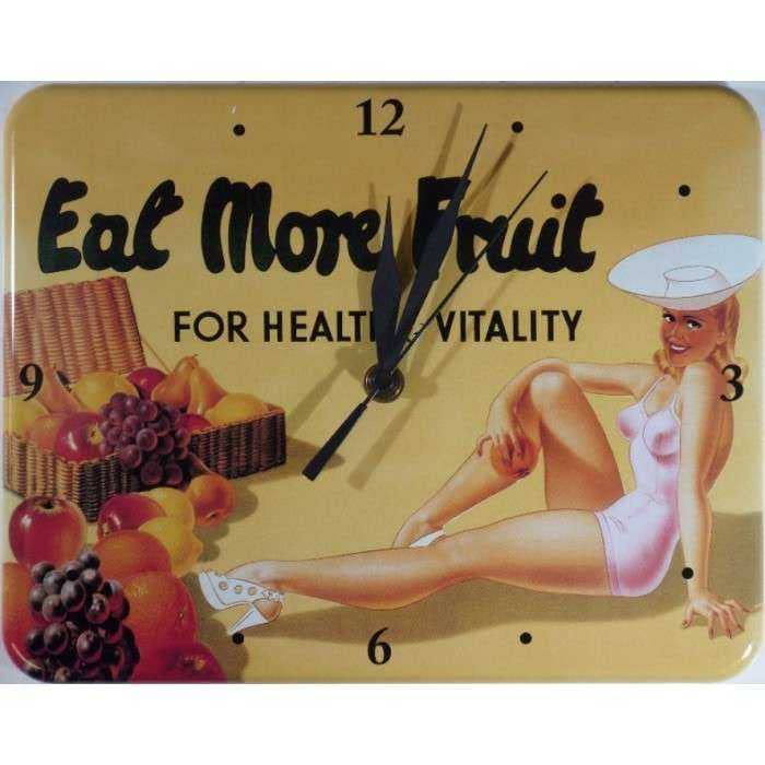 hotrodspirit - Pendule Metal Eat More Fruits pin up Chapeau Cuisine Horloge