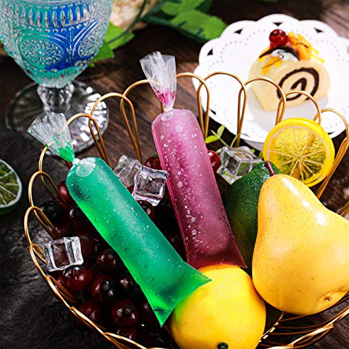Image of Patelai 200 Pcs Ice Pop Bag 2 x 8 in with Funnel Popsicle Freeze Mold | Silicone Foldable Funnel Included, No Spill Fill, Ice Candy Yogurt Bolis Charamuscas, Clear Seal Pouch
