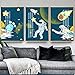 Produktbild Beliebte leinwand 3 stücke 40x60 cm rahmenlos nordic cartoon astronaut blau raumdruck poster malerei wandkunst bild kinderzimmer dekoration