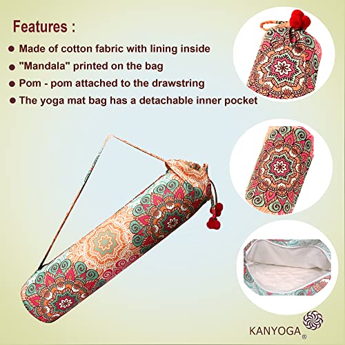 Image of Yoga Mat Cover Bag | Cotton Exercise Fitness Durable | Mat Carry Bag Cover Only With Strong Shoulder Straps | Yoga Mat Bag For Men & Women (Multi, L 74 X W 25 Cm)