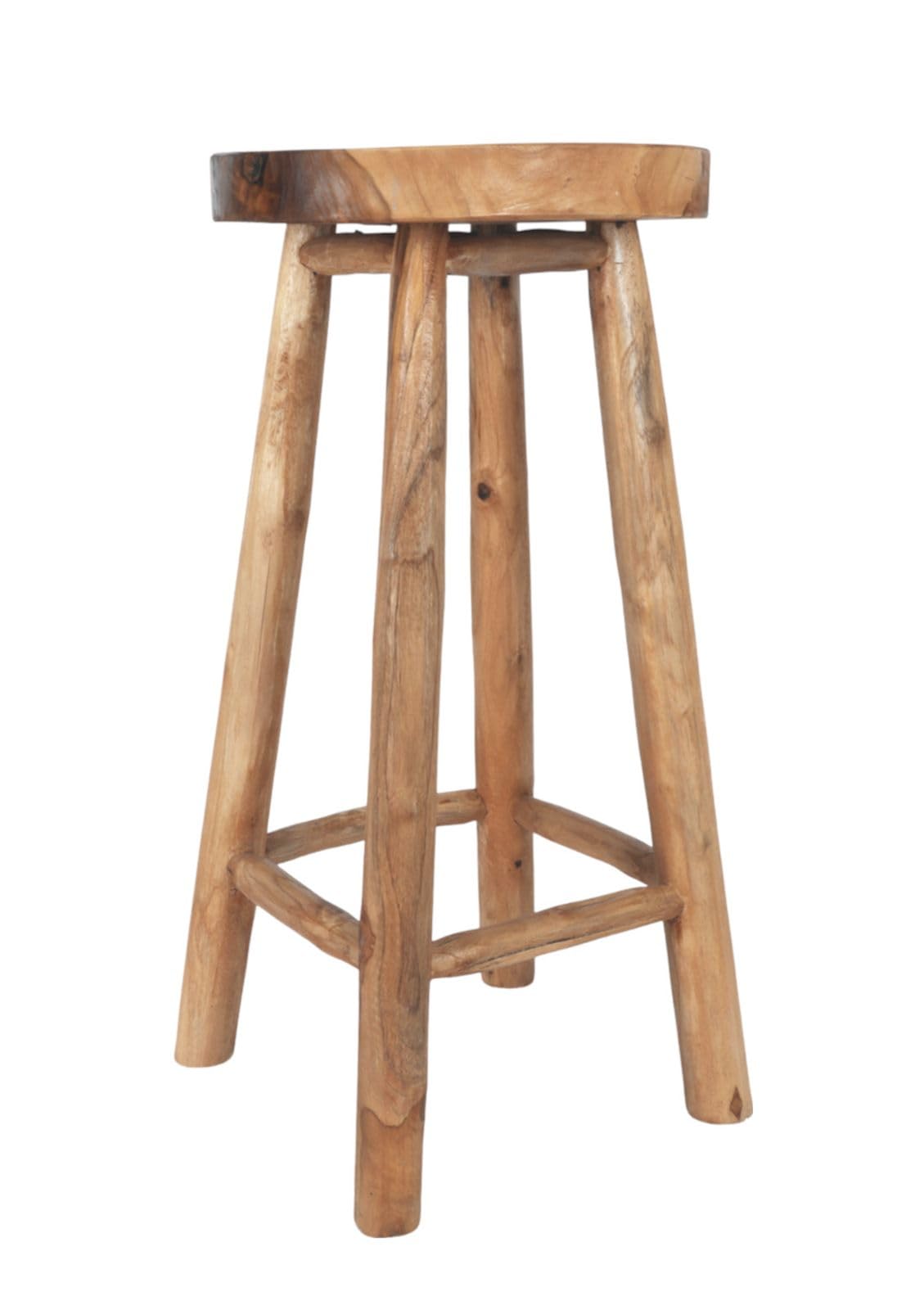 Barhocker Teakholz Holzhocker Tresenhocker Küchenhocker Kansas Massivholz | BURI Bistrohocker aus massivem Teakholz mit natürlicher Holzoptik für Küche, Bar und langlebigen Sitzkomfort im Wohnbereich