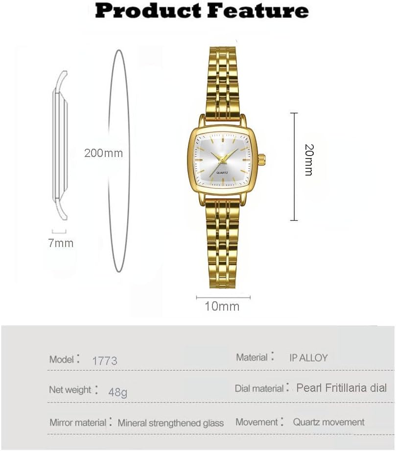 ADSBIAOYE Small Gold Watches for Women Vintage Square Ladies Quartz Wrist Watches Fashion Casual Bracelet Watch - Image 5