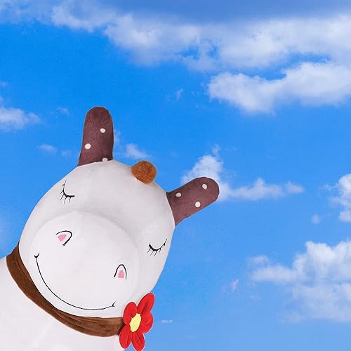 Miniatura 7 de iPlay, iLearn Bouncy Pals - Caballo de salto blanco, juguete inflable de tolva de animales con bomba, juguete de peluche para montar en casa,