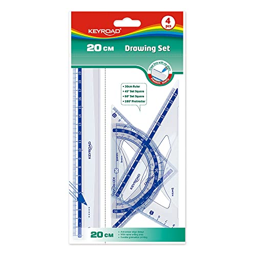 Schullineal-Set - Lineal 20 cm - 45° Winkel - 60° - Winkelmesser 180° -...