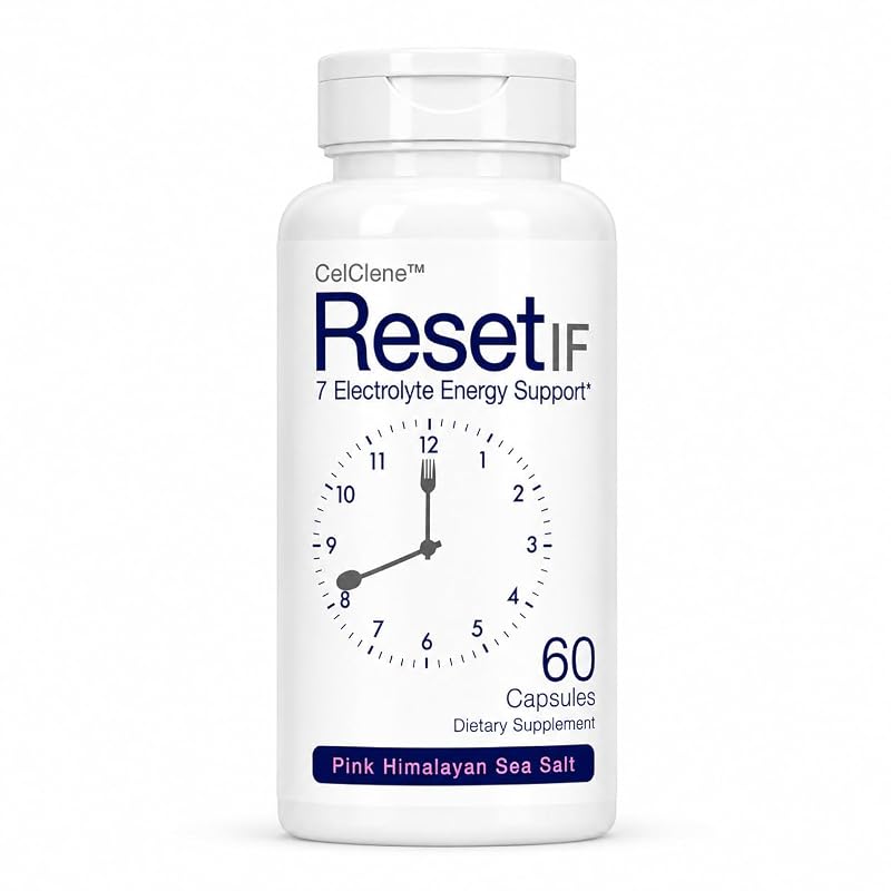 CELCLENE ResetIF, suplemento de eletrólitos e vitamina B12 metilada com metilfolato, complexo B, zinco e extratos de chá-verde e café-verde, 60 cápsulas