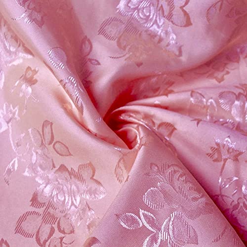Luxurious Kayla Pink Floral Jacquard Brocade Satin Fabric – Premium Quality Polyester for Fashion & Home Decor – 58" Wide, Sold by the Yard