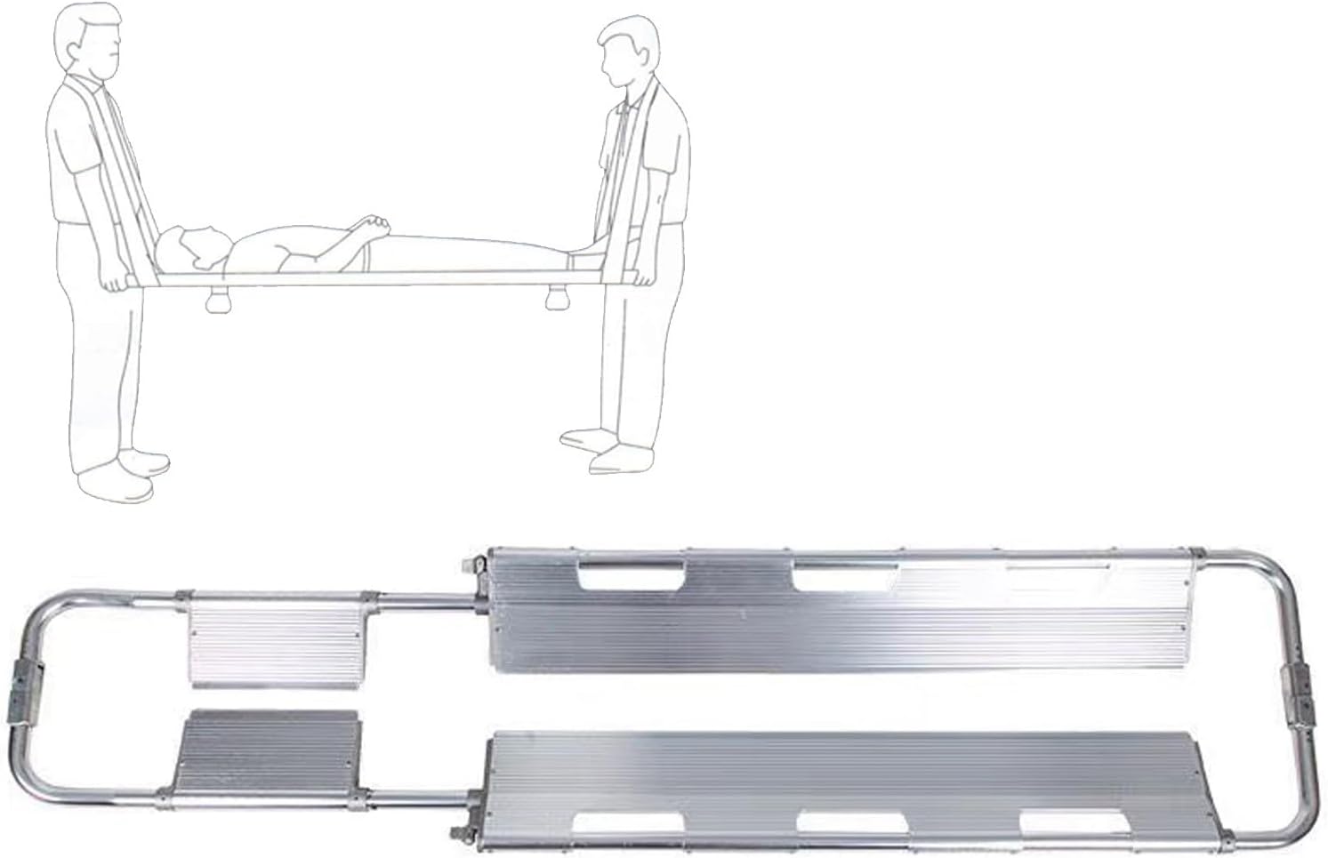 Spine Board Stretcher, Folding Stretcher, Aluminum Alloy Stretcher, Ambulance Stretcher Gurney, EMT Backboard Spine Board Stretcher, with Safety Straps, for Camping