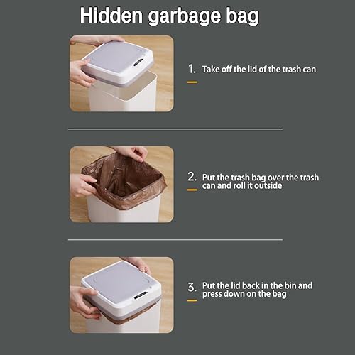 Miniatura 3 de Cubo de basura inteligente de inducción de 12 litros con sensor inteligente con manual de usuario (idioma español no garantizado), cubo de basura