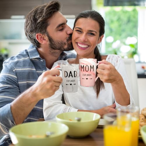 Image of New Parents Gift Set Est 2026 Pregnancy Announcement Gifts for Couples-First Time New Mom Basket for Baby Shower Gender Reveal-Mom & Dad Mugs, Decision Coin, Baby Ultrasound Frame, Onesie, Bib, Socks