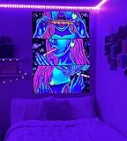 Trippy Tapestry Blacklight Tapestry Weed Tapestry for Stoner Wall Tapestry for Bedroom Room Accessories Cannabis Accessories Weed Smoking Accessories Trippy Room Decor Weed Accessories Posters 60”x40”