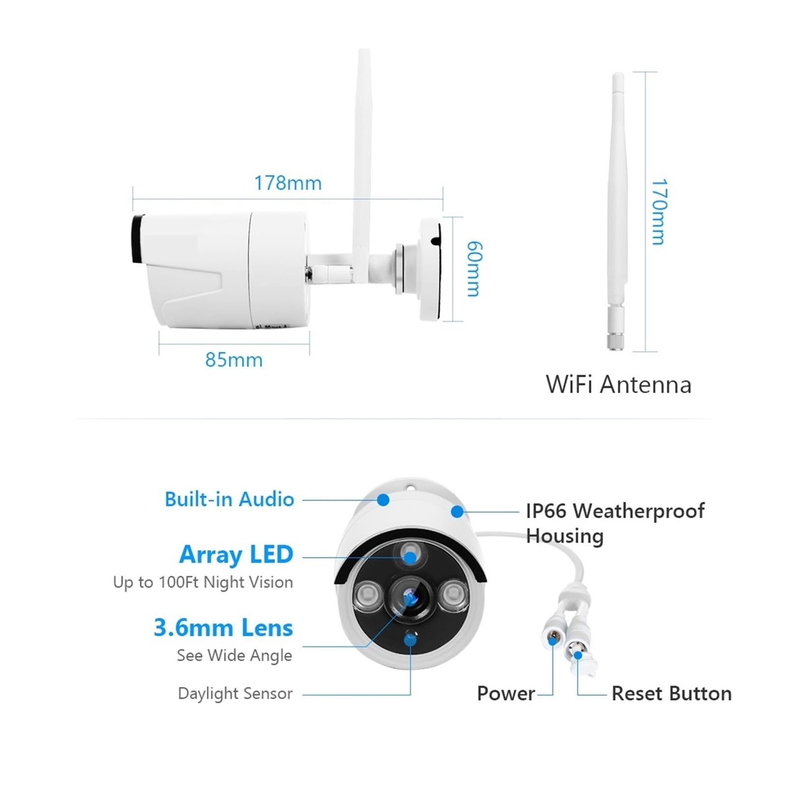 Système De Caméras Surveillance Vidéo 5MP 2/4/6/8 Pièces avec Kit NVR WiFi 8CH sans Fil Ensemble Sécurité Extérieures for Maison Intelligente Bonne Qualité d'image(None,6 Cam with 8CH NVR)