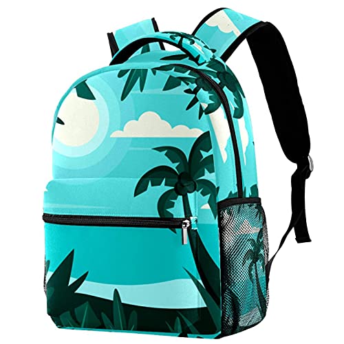Sac à dos voyage campus imprimé tropical avec porte-gourde mixte