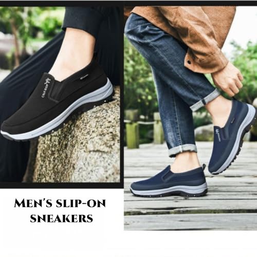Orthowalkway Mens Shoes,Men's Arch Support Slip-on Canvas Loafers,Orthowalkway Shoes Mesh Breathable Orthopedic Sneakers2