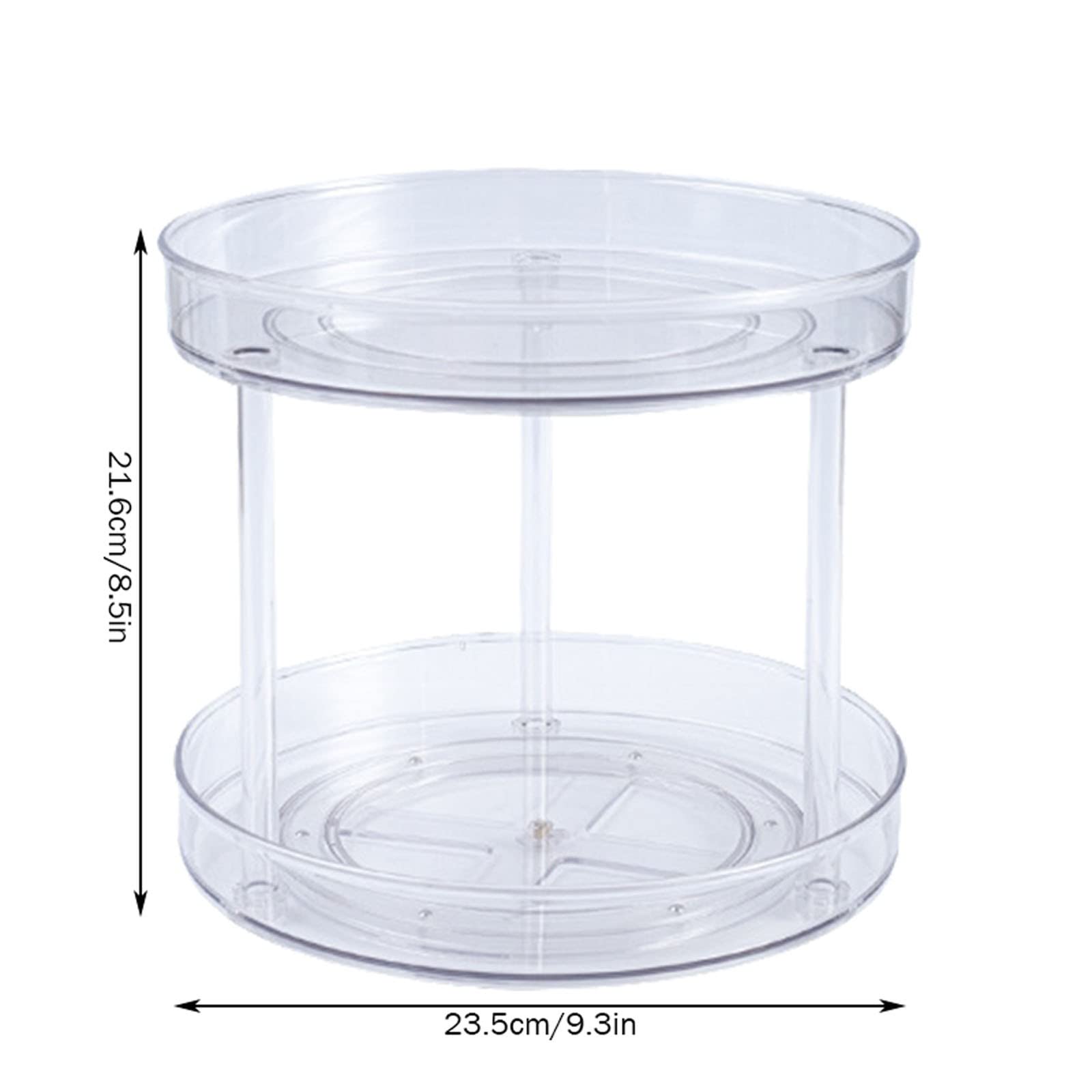 Bandeja giratoria de plástico de 2 niveles para tocadiscos, organizador giratorio para baño, encimeras, debajo del fregadero, armarios, aparadores, transparente 061311