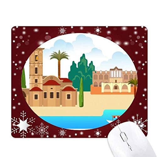 Tapis de souris monument de Chypre flocon de neige en hiver impression haute définition