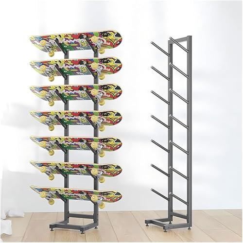 7 Tier Snowboard Storage Holder, Ski Rack | Wakeboard Rack, Skateboard Organizer Rack, Home Gym Organize Holder, Standing Metal Snowboard Storage Rack,150x30x30cm