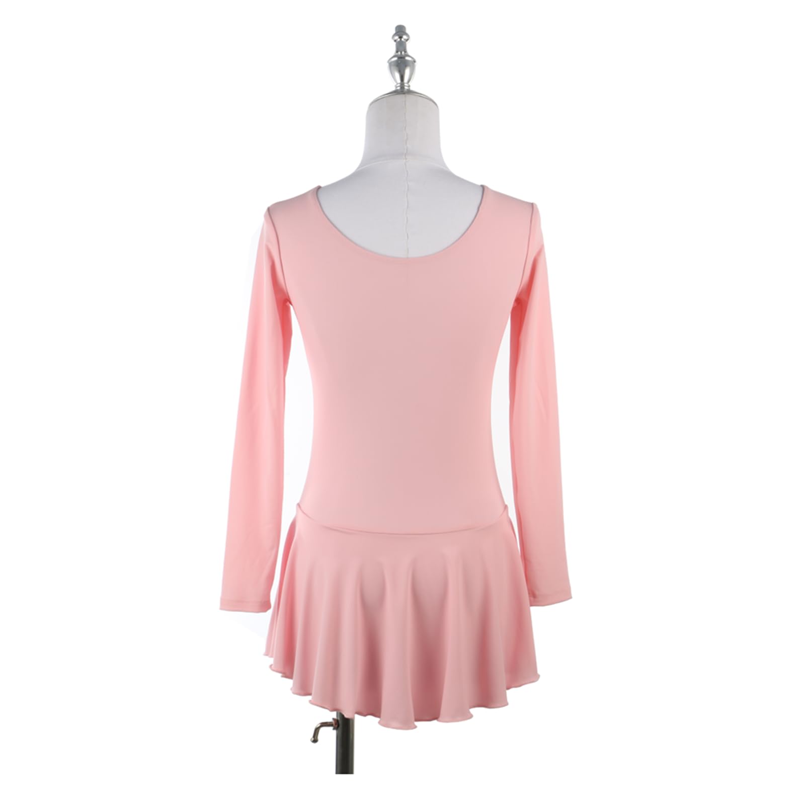 Vestido de Patinaje artístico, Traje de competición cómodo con Diamantes de imitación de Color sólido, Leotardo de Danza de Ballet lírico y Gimnasia, Vestido de Patinaje sobre Hielo (Rosa 3XL)