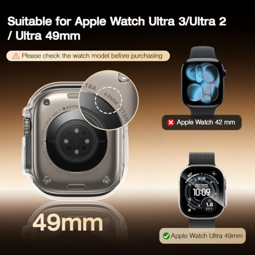 Image of LK Case for Apple Watch Ultra 3 /Ultra 2 /Ultra 49mm with Screen Protector | Touch Sensitive Ultra-Thin Bumper Full Protective Cover Hard PC Case Tempered Glass for iWatch 49mm, Clear