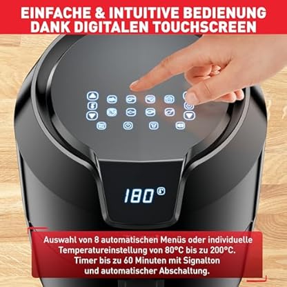 Tefal Heißluftfritteuse Easy Fry Precision XL, Air Fryer, 1500 W, 4,2 L für 6 Portionen, 8 automatische Programme, Digitales Display, energiesparend, gesunde Friteuse ohne Öl, schwarz, EY4018 – Bild 6
