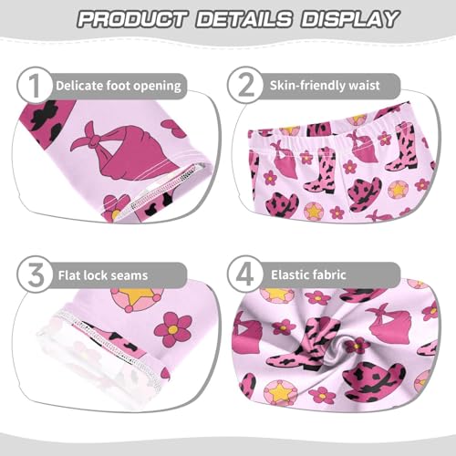 Girls Leggings Retro Cowgirl Pink Elements Toddler Girls Clothes Leggings for Girls Toddler Girls Leggings 3-4T3