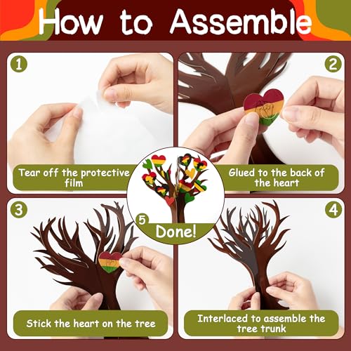 Árbol de corazón afroamericano de fieltro kit DIY con piezas autoadhesivas de Juneteenth 3