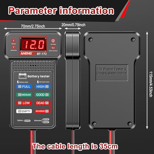 Image of TecoKart 12V Car Battery Health Tester, Comprehensive Analysis Voltage and Load Tester with LED for Two Wheeler and Car Batteries, Universal Trouble Shooting