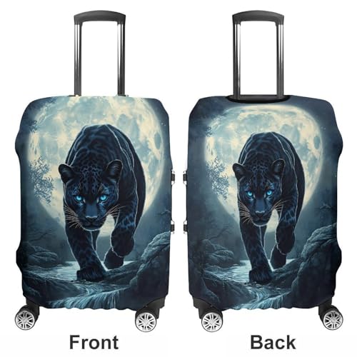 Full Moon Leopard with Blue Eyes Luggage Covers Washable Travel Suitcase Cover Elastic Baggage Protector3
