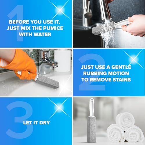 DISIWENE Pumice Cleaning Stone with Handle Toilet Bowl Cleaner Hard Water Ring Remover for Bath/Pool/Kitchen/Household Cleaning (4, 4 Pack with Handle) - 5