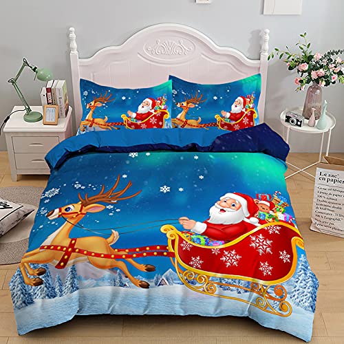 Cadeau homme joyeux Noël parure de lit 240 x 260 bleue en microfibre douce