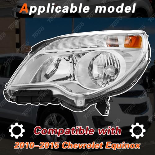 TODO Headlights Assembly Compatible with 2010-2015 Equinox LS/LT Only Headlight Assemblies Headlamp Replace 23308253 23308254 GM2503338 GM2502338 Driver Left Side by TODO - Used condition - Image 2