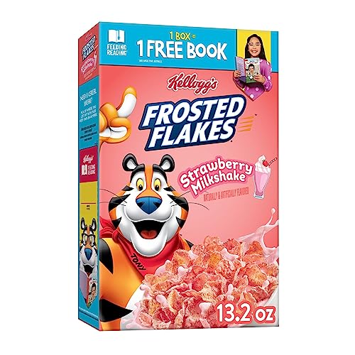 Frosted Flakes Breakfast Cereal, 8 Vitamins And Minerals, Kids Snacks, Strawberry Milkshake, 13.2Oz Box (1 Box) #TOP14