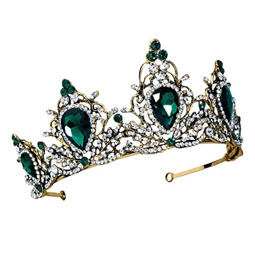 Tiara de reina barroca verde accesorio medieval de cristal para boda