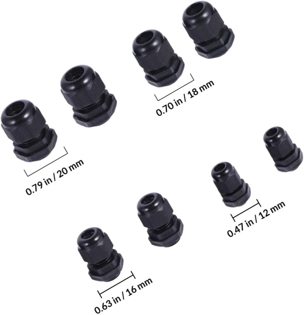 50 Pcs Waterproof Cable Gland for Wires and Cable Black Nylon