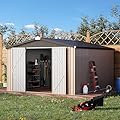 U-MAX Shed 10' x 12' Storage Shed Large, Metal Sheds & Outdoor Storage 10x12, Lockable Outdoor Shed Utility and Tool Storage for Garden, Backyard, Patio, Outside in Grey