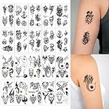 Pirate Skull Temporary Tattoo for Women Men, Black Wings Dragon Tattoos, Skeleton Anchor Fake Tattoos, Waterproof Realistic Black Viking Tribal Totem Tattoo for Adults Body Art Decor Stickers 769