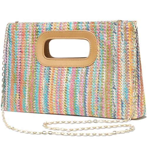 Bolso tipo clutch de paja para mujer miniatura 1