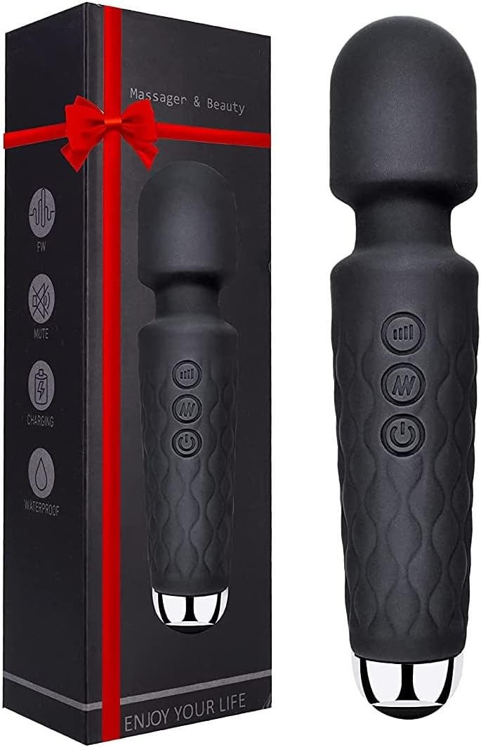 FEGSY Full Body Massager for Women & Men, Rechargeable Wireless Massager Machine for Pain Relief, Handheld Massager with Medical Grade Silicone, 8 Speeds, 20 Modes, (Blackk)