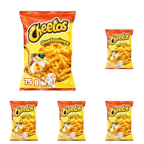 Cheetos Gustosines Sal Producto de Aperitivo de Maíz Horneado, 75g (Paquete de 5)