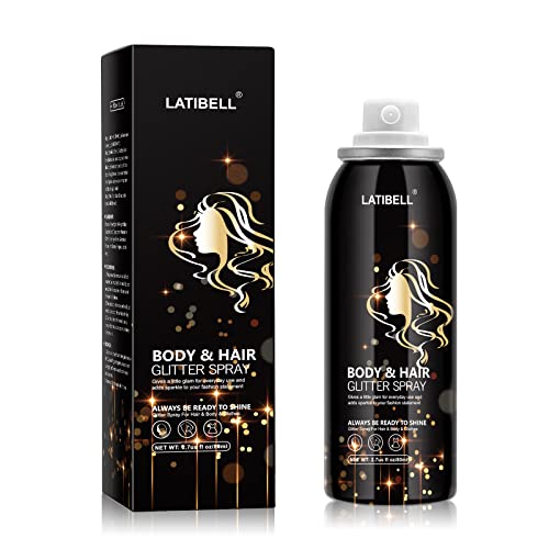 Latibell Hair Glitter Spray, Silver Glitter Spray For Hair And Body, 2.7Fl.oz Spray On Glitter Body Glitter Spray For Women, Hair Spray Glitter Body Shimmer Party Rave Festival Accessories #TOP20