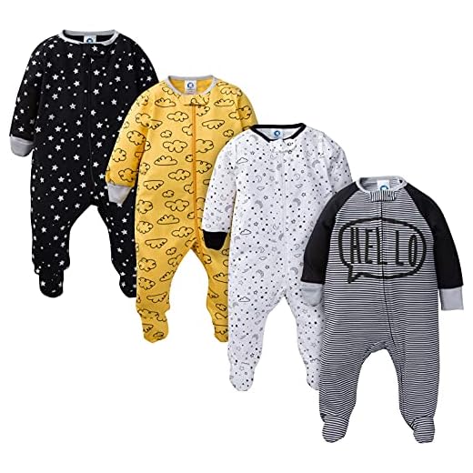 Gerber Baby Boys' 4 Pack Sleep 'N Play Footie, Star, 0-3 Months