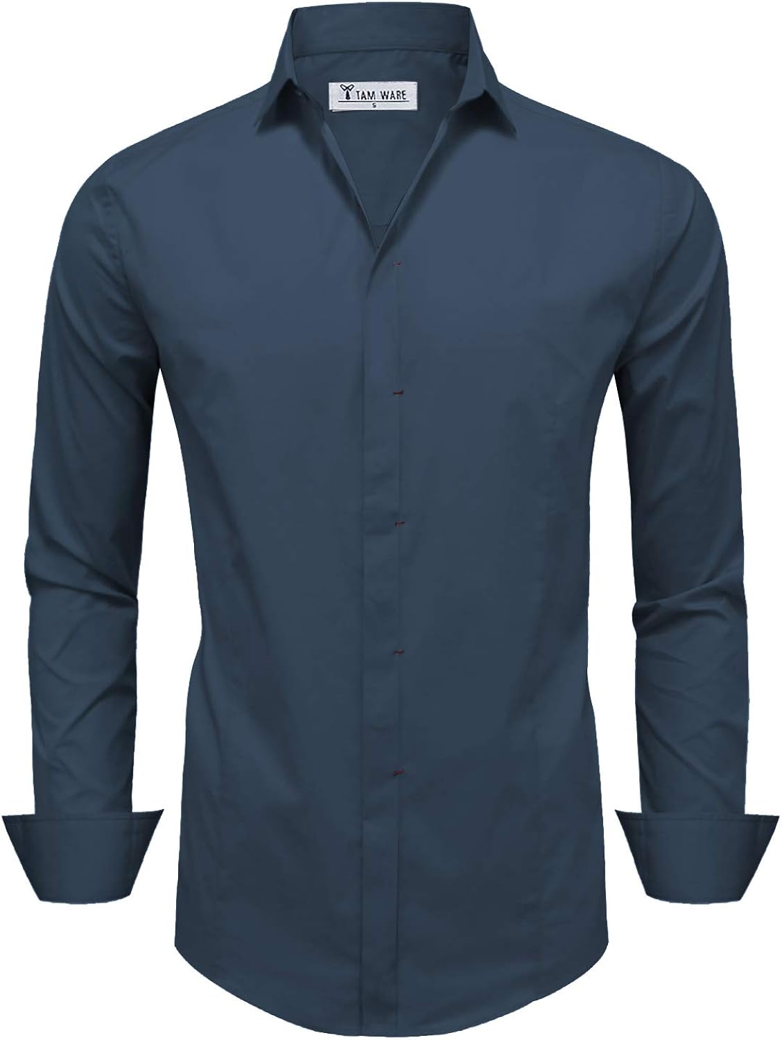 Navy blue mens dress shirt long sleeve Clearance