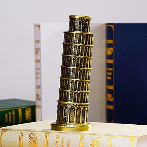 SCSpecial Metallic Leaning Tower of Pisa Statue 6 Inch Souvenir Figurines Tower Model Kit for Home Decoration, Party (15cm)
