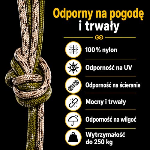 SaiXuan Linki paracordowe Paracord Lina 50M, 5 Sztuk x 10M, Średnica 4mm, Wytrzymuje Do 250kg, 7 Rdzeni, Lina Nylonowa z 100% Nylonu, Do Outdoor, Survival, Biwak, Wędrówki, Bransoletki DIY, 165ft