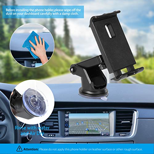 Car Dashboard Windshield Tablet Mount, 7"-10.5" Tablet Holder, 4.5"-6.5" Phone Mount, Compatible Ipad Pro 10.5/Air/Mini/Iphone Xs/Xs Max/Xr/X/8/8Plus/7/7Plus, Galaxy S7/S8/S10, Huawei Etc (Black) #TOP6